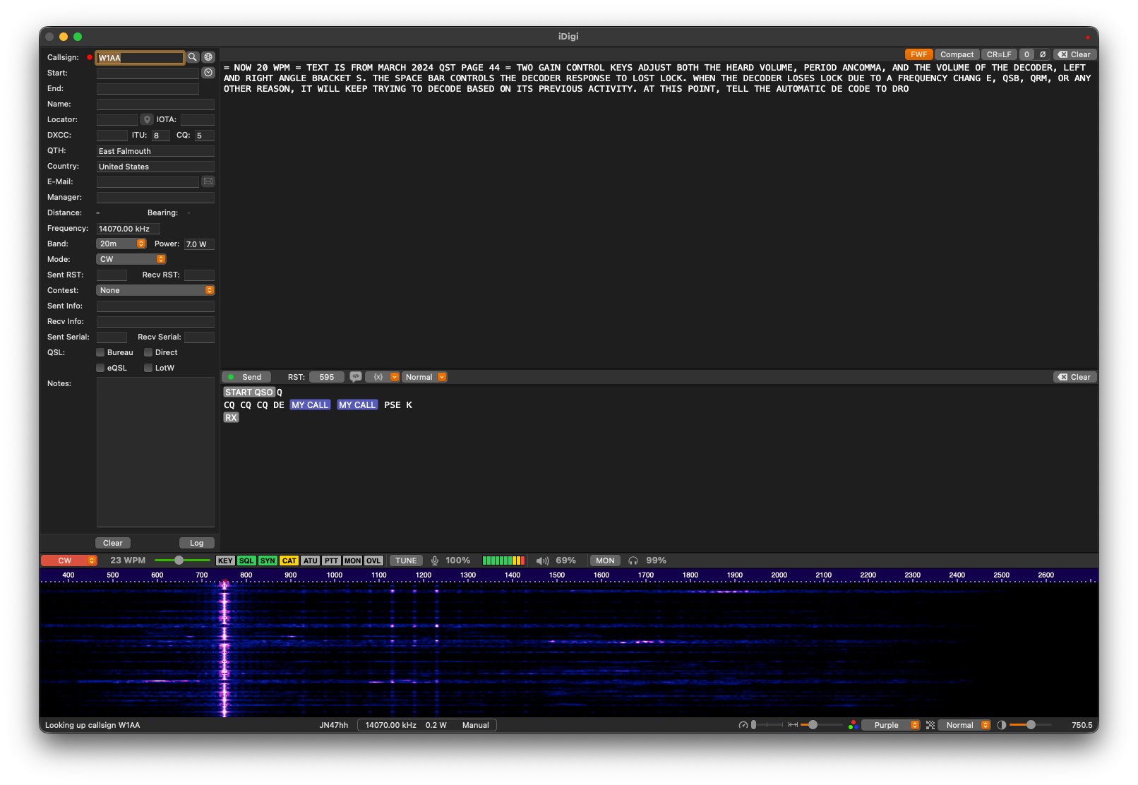 iDigi in CW mode